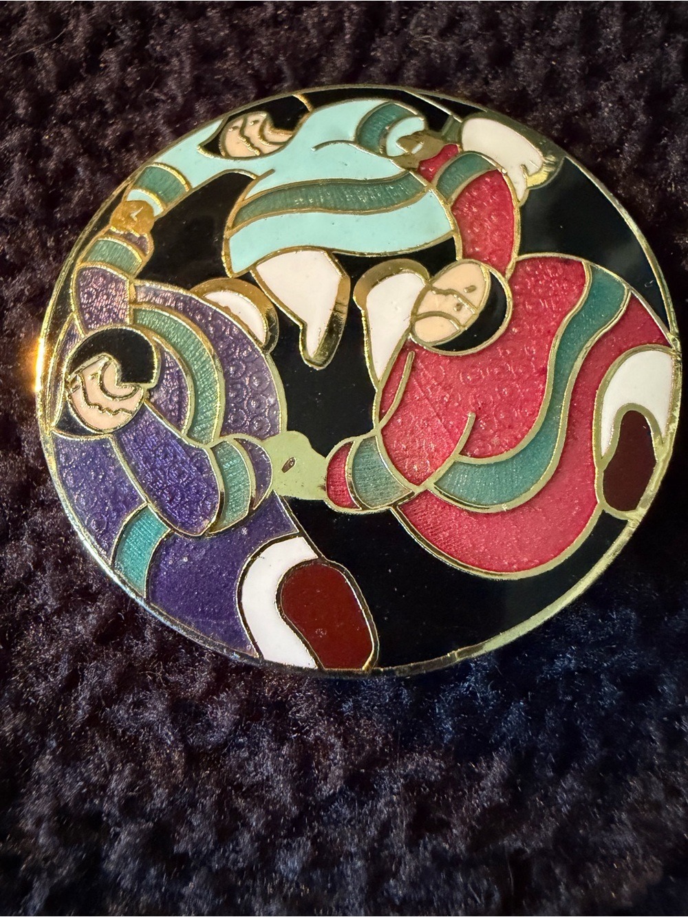 Vintage Barbara Lavallee Alaskan Folk Art Enamel Brooch